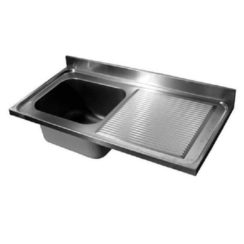 Gastro Inox | Spoeltafelwerkblad bak L roestvrijstaal AISI 304, 1400(l)x700(d)x40(h)mm - GI-305.363