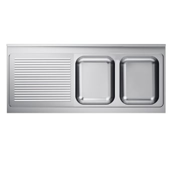 Gastro Inox | Spoeltafelwerkblad bakken R roestvrijstaal AISI 304, 1600(l)x700(d)x40(h)mm - GI-305.366