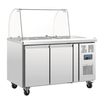 Polar | U-serie GN gekoelde saladette met glazen opzetvitrine 2-deurs