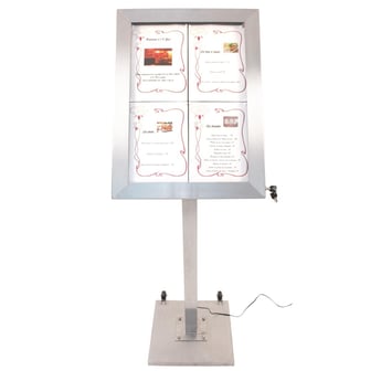 Securit | RVS Gekleurd LED 4XA4 display met paal en voet