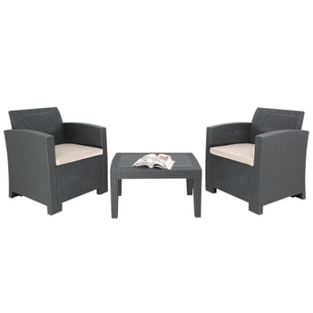 Bolero | Pp Fauteuil En Tafel Rieten Set Grijs