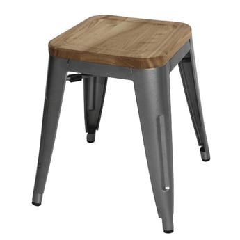 Bolero | Bistro stalen kruk met houten zitting - grijs (4 stuks)