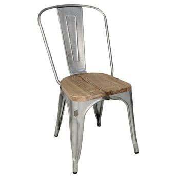 Bolero | Bistro gegalvaniseerd stalen stoelen met houten zitting (4 stuks)
