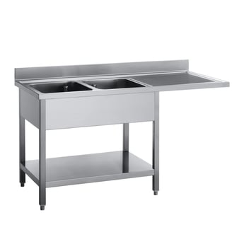 Gastro M | RVS spoeltafel met ruimte voor vaatwasser 160x70x85cm