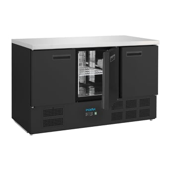 Polar | G-Series 3-deurs koelwerkbank zwart 400Ltr