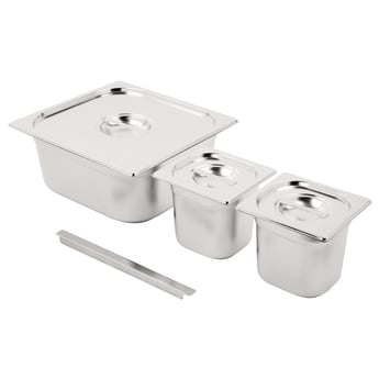 Vogue | RVS Gastronorm Bakken Set 2x 1/6 en 2/3 Met Deksels