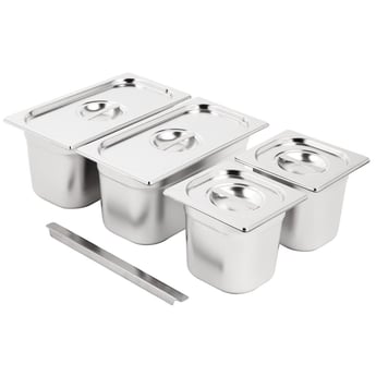 Vogue | RVS Gastronorm Bakken Set 2x 1/3 2x 1/6 Met Deksels