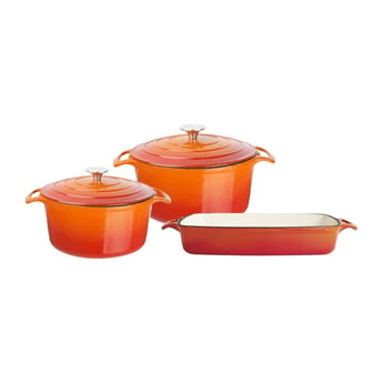 Vogue | Gietijzeren Kookgerei 3-Delige Set - Oranje