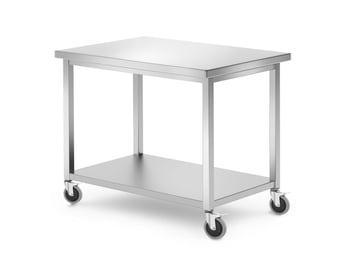 Hendi | Mobiele tafel, met plank – geschroefd