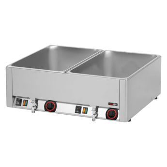 REDFOX BMV 2115 | Bain marie elektrische 2x GN 1/1 - 150 tafelmodel met aftapkraan