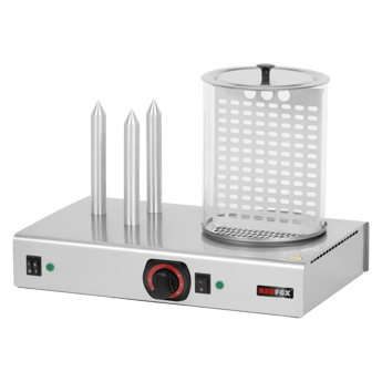 REDFOX HD 03 N | Hotdogmachine verwarmer 3 spiezen met glazen cilinder