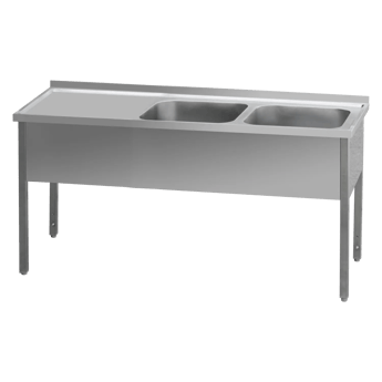 REDFOX MSDOL 6016 | Spoeltafel 160x60x90 - 2x spoelbak 40x50x30 afwateringsgedeelte links