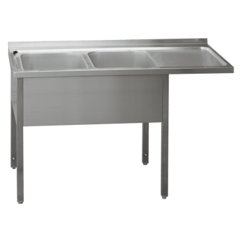 REDFOX MSDOP/M 7016 | Spoeltafel 160x70x90 - 2x spoelbak 40x50x30, afvoergedeelte rechts