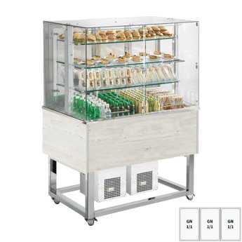 REDFOX ES PLATINUM+ 3H DF | Gekoelde displayunit GN 3-1/1 onderkap, omhoog te openen, Hemlock