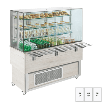 REDFOX ES PLATINUM+ 3H DS | Gekoelde displayunit GN 3-1/1 onderkap, zijwaarts te openen, Hemlock