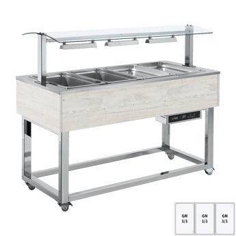 REDFOX ES RED+ 3H | Verwarmd presentatie-eiland, bain marie-kuip GN 3-1/1 Hemlock