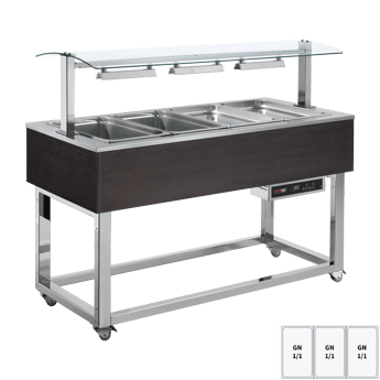 REDFOX ES RED+ 3W | Verwarmd presentatie-eiland, bain marie-kuip GN 3-1/1 Wenge