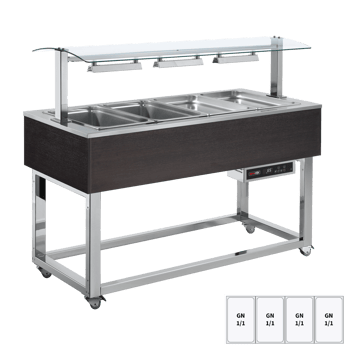 REDFOX ES RED+ 4W | Verwarmd presentatie-eiland, bain marie-kuip GN 4-1/1 Wenge
