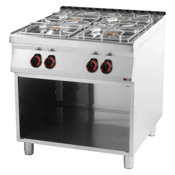 REDFOX SP 90/80 G | Kooktoestel gas 4x brander op open onderkast