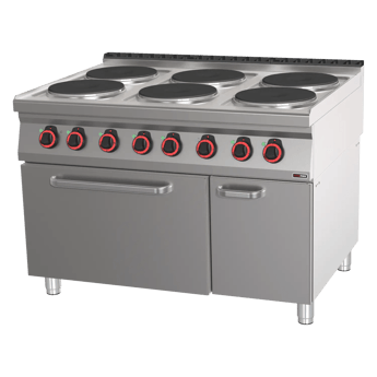 REDFOX SPT 90/120-21 E | Kooktoestel elektrisch 6x platen met oven GN 2/1