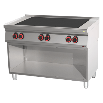 REDFOX SPL 70/120 E | Cooking range electric met 6 solid top plates op open cabinet