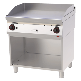 REDFOX FTH 70/80 G | Fry-top bakplaat 80x51 gas glad op open kast