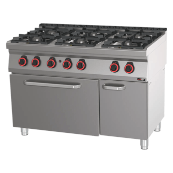REDFOX SPT 70/120 21 G | Cooking range gas met static gas oven GN 2/1 - 6x burner