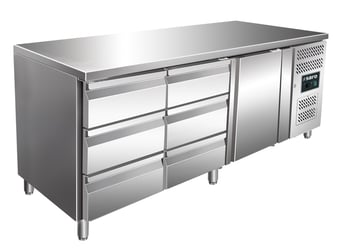 SARO | Gekoelde werkbank met 1 deur en 2x sets van 3 lades,model KYLJA 3150 TN