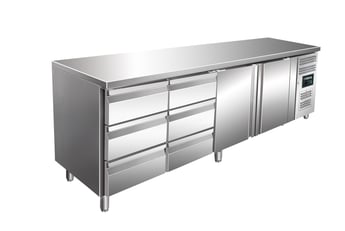 SARO | Gekoelde werkbank met 2 deuren en 2x set van 3 lades,model KYLJA 4150 TN