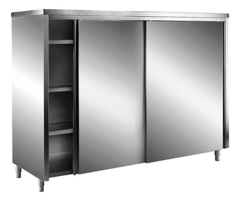 SARO | RVS opbergkasten met schuifdeuren AISI 430, plat dak, 1600x700