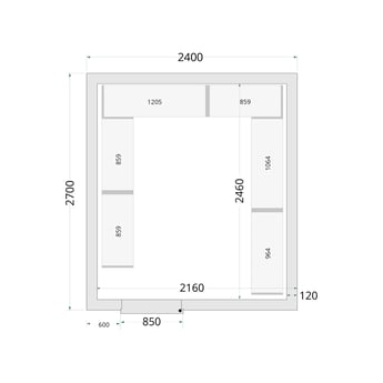 Tefcold | Vriescelpanelen 120 mm - 850 mm brede deur CR 240x270x220 WD - TC-51055